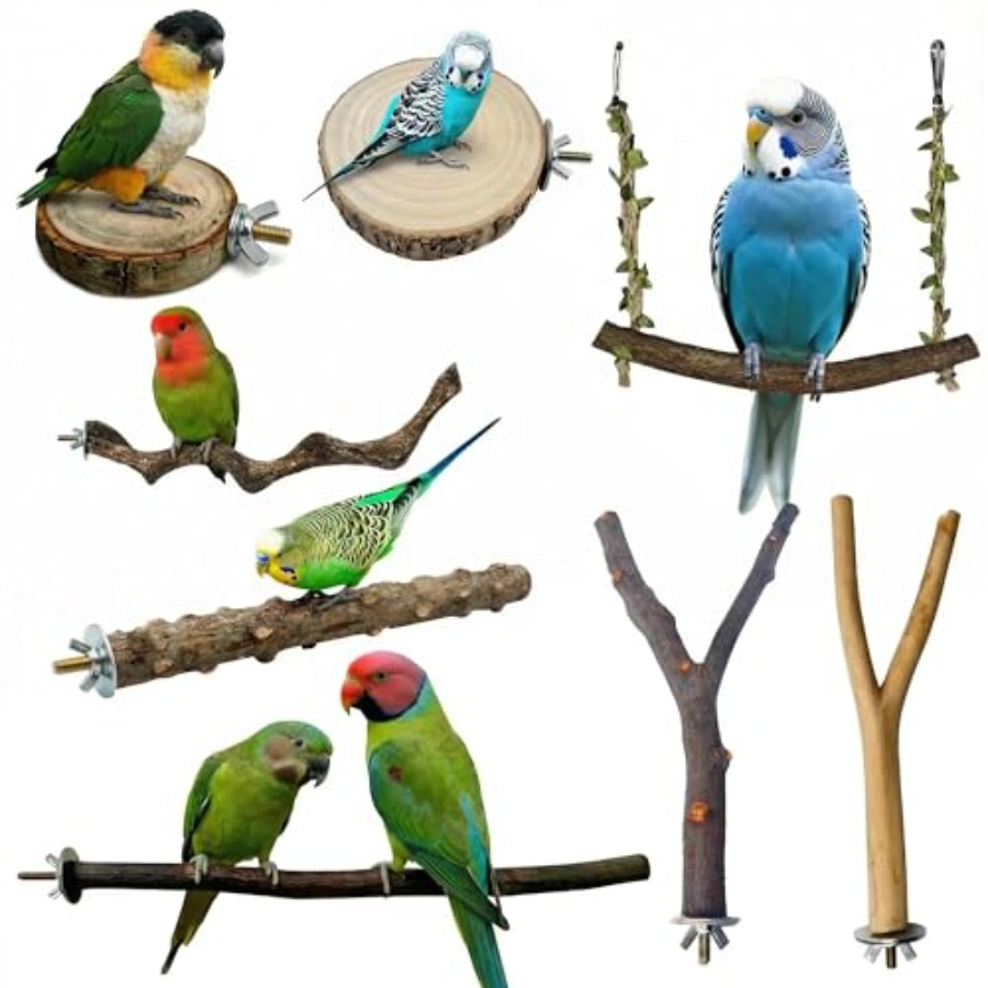 Health & Wellness Photos - 8PCS natural wood bird perches for